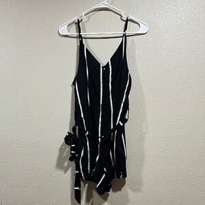 NLW Black and White Striped Belt Romper